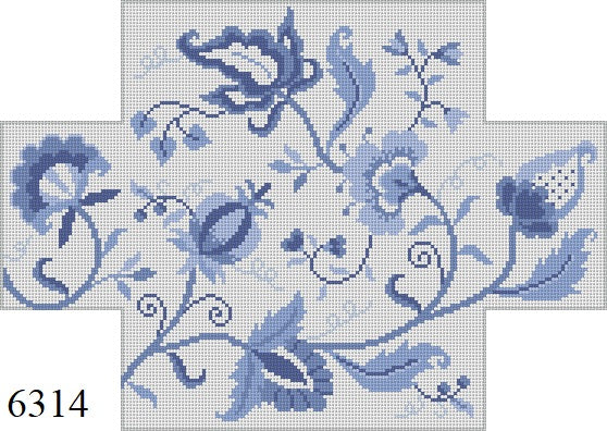 Crewel Floral, Blues, Brick Cover - 13 mesh