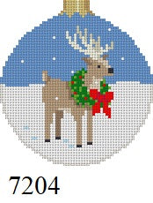  Reindeer In Wreath, 3.25" Round - 18 mesh