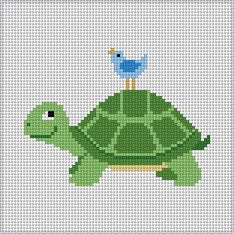 Turtle with Bird, 6" Square - 13 mesh