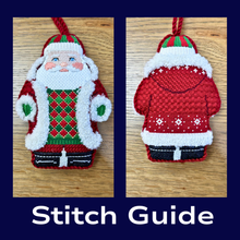  Stitch Guide - Snowflake Red Jacket Santa, 2 Sided - 18 mesh