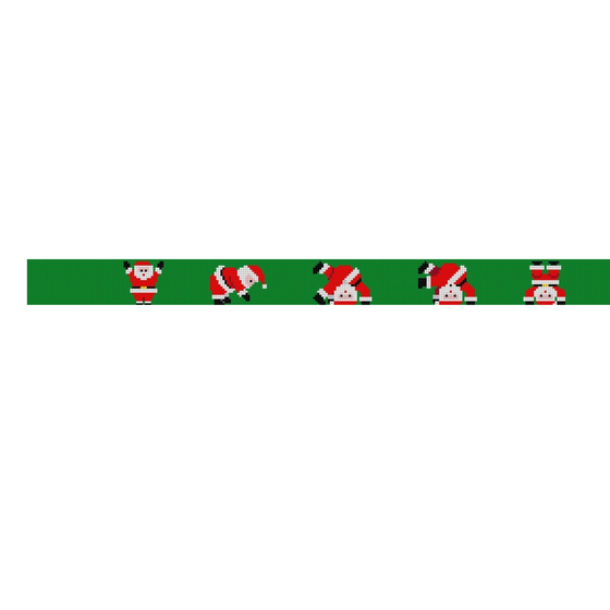 Tumbling Santas, Dark Green Background, Belt - 18 mesh